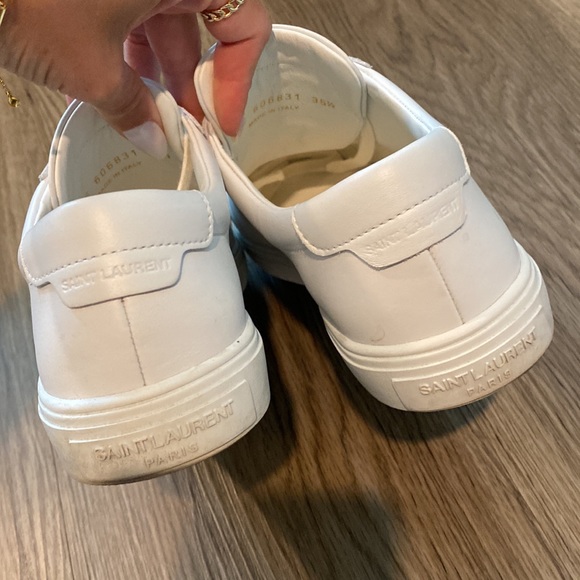 SAINT LAURENT Andy Leather Sneakers in White | Women's 35.5 / 5.5 - Picture 8 of 14